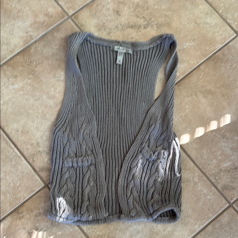 American Rag Gray Ribbed Cut Out Tank Top vest
